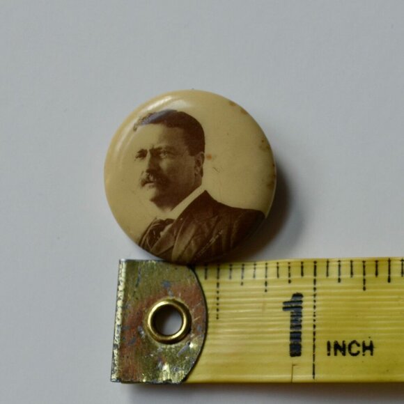 Antique Theodore Teddy Roosevelt Campaign Pin Mini Photo Jewelry Mfg. Chicago - Picture 4 of 4